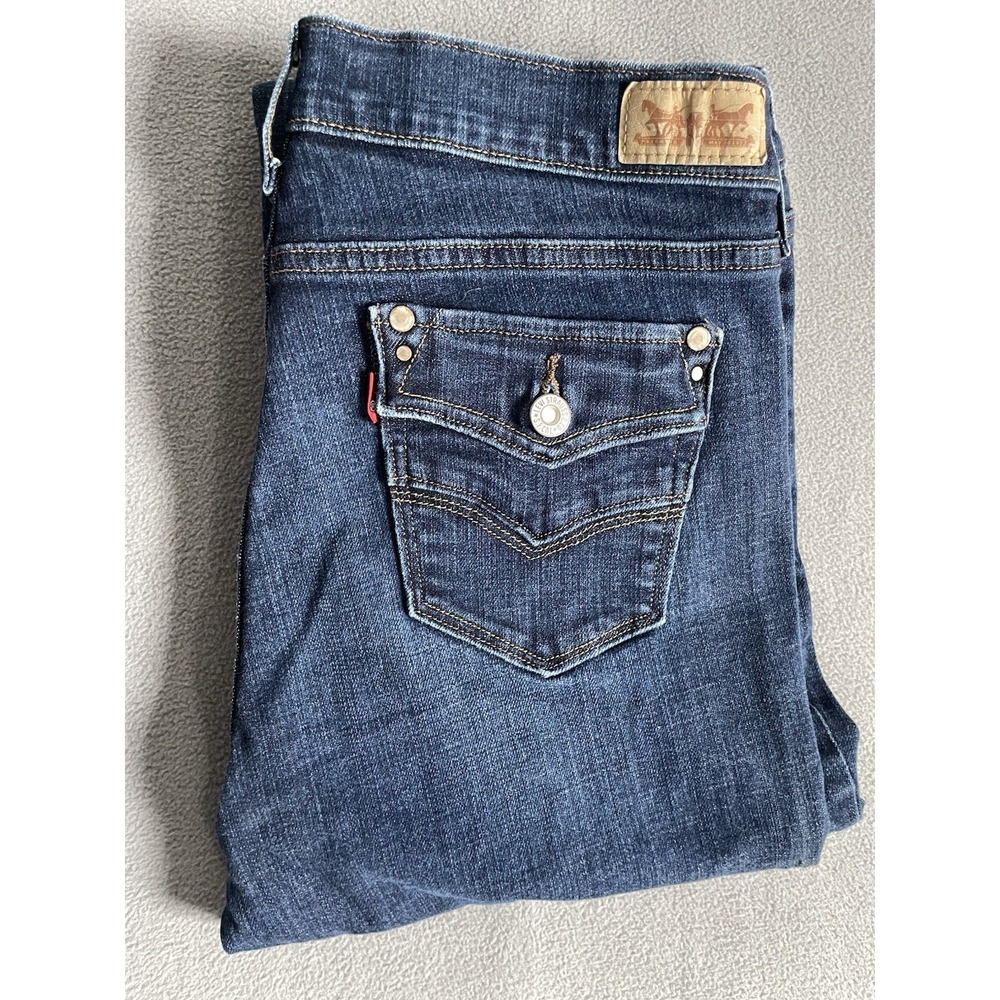 Levi's Women's 30x29 505 Straight Leg Jeans Medium Wash Denim Blue  Flap Pockets